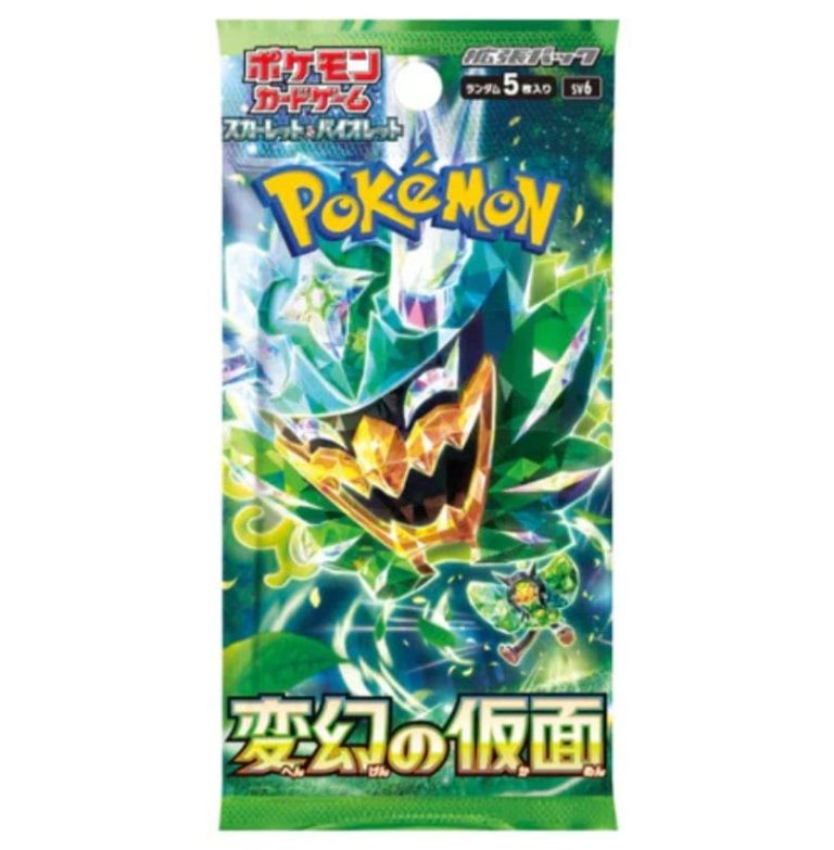 Pokémon Mask of Change Booster Pack (sv6) featuring a green pokemon illustration on the front.