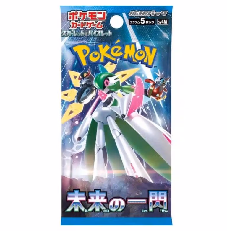 Future Flash Pokémon trading card game booster pack featuring vibrant artwork and collectible cards.