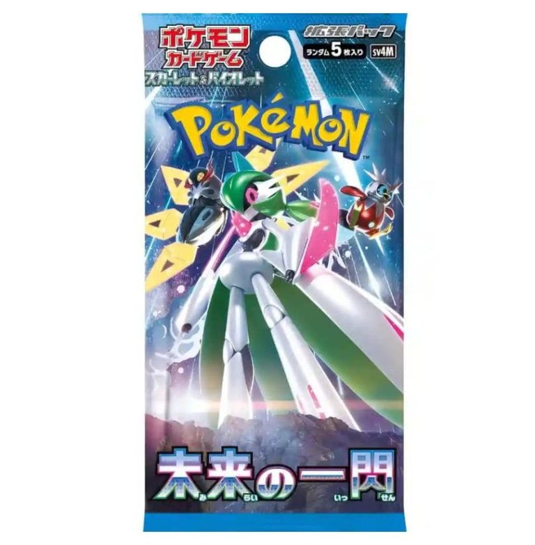Future Flash Pokémon trading card game booster pack featuring vibrant artwork and collectible cards.
