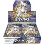 Star Birth Booster Box featuring white and black Pokémon cards, showcasing the latest additions to the trading card game.