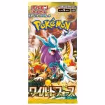 Wild Force Pokémon trading card game booster pack featuring colorful artwork and various card illustrations.