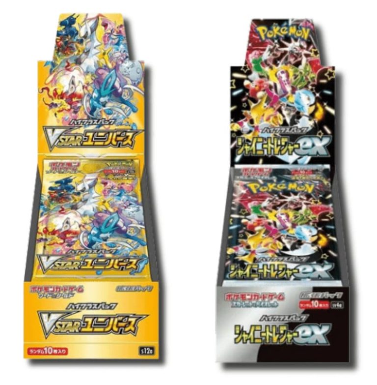Booster box featuring Pokémon Vstar Universe and Shiny Treasures, perfect for collectors and players alike.