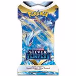 Pokemon TCG Silver Tempest booster pack featuring Lugia on the front, showcasing vibrant artwork and branding.