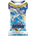 Pokemon TCG Silver Tempest booster pack featuring Lugia on the front, showcasing vibrant artwork and branding.