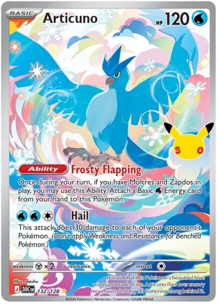 Articuno Illustration Rare #132/128 – Pokémon Mega Evolution: 30th Celebration