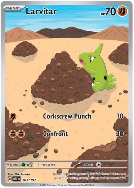 Larvitar Illustration Rare #203/197 – Pokémon Scarlet & Violet: Obsidian Flames